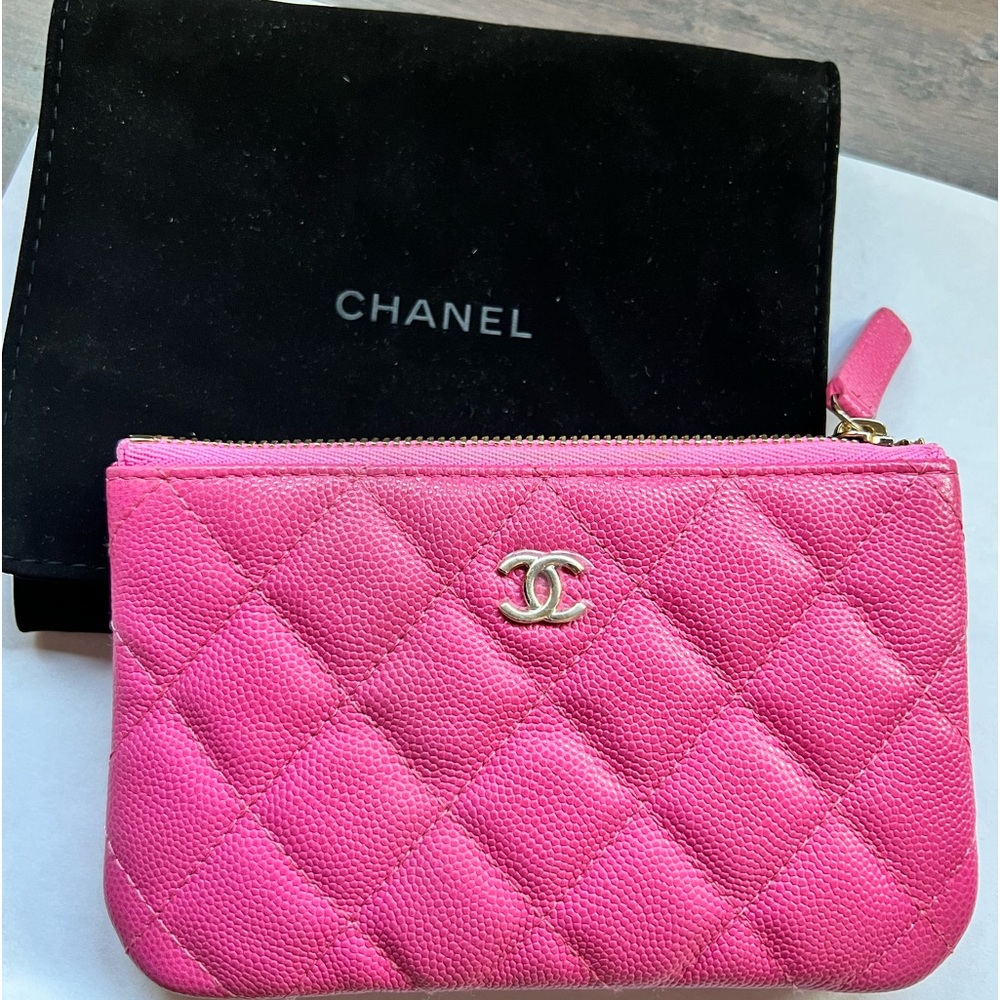 Chanel Pink Quilted Caviar Small Case/Pouch -New💕